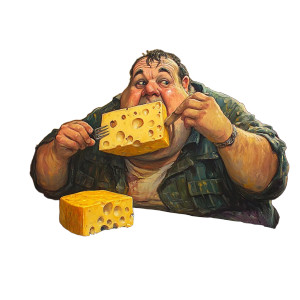 Man Eating Cheese Vinyl Car Decal Sticker – Waterproof & UV-Resistant 8" Man Eating Cheese Vinyl Car Decal Sticker – Waterproof & UV-Resistant 8"