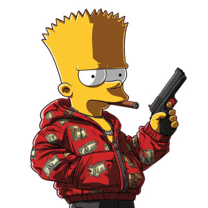 Rapper Bart Simpson V3 Vinyl Car Decal Sticker – Waterproof & UV-Resistant 8"