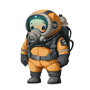 Cartoon Scuba Diver Vinyl Car Decal Sticker – Waterproof & UV-Resistant 8"