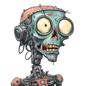 Cyborg Zombie Cartoon Vinyl Car Decal Sticker – Waterproof & UV-Resistant 8"