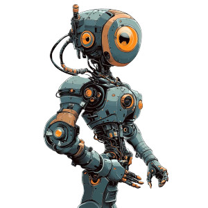 Cool Robot Illustration Vinyl Car Decal Sticker – Waterproof & UV-Resistant 8"