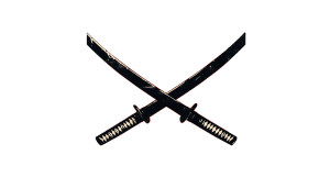 Crossed Katanas Silhouette Vinyl Car Decal Sticker – Waterproof & UV-Resistant 8"