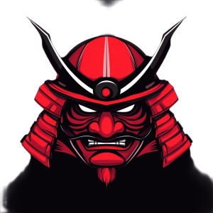 Red Samurai Helmet Vinyl Car Decal Sticker – Waterproof & UV-Resistant 8"