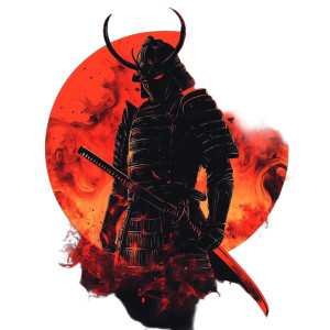 Fiery Samurai Logo Vinyl Car Decal Sticker – Waterproof & UV-Resistant 8"