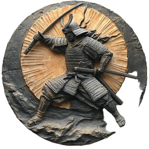 Samurai Bas Relief Vinyl Car Decal Sticker – Waterproof & UV-Resistant 8"