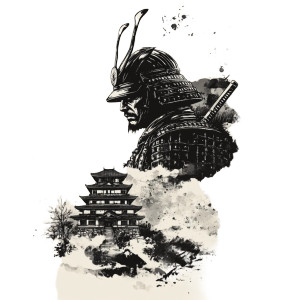 Flame Samurai Shirt Vinyl Car Decal Sticker – Waterproof & UV-Resistant 8"