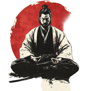 Meditating Samurai V2 Vinyl Car Decal Sticker – Waterproof & UV-Resistant 8"