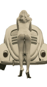 Woman On Beetle Vinyl Car Decal Sticker – Waterproof & UV-Resistant 8" Woman On Beetle Vinyl Car Decal Sticker – Waterproof & UV-Resistant 8"