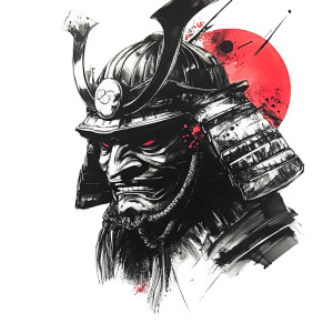 Samurai Mask Drawing Vinyl Car Decal Sticker – Waterproof & UV-Resistant 8"