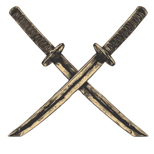 Crossed Vintage Katanas Vinyl Car Decal Sticker – Waterproof & UV-Resistant 8"