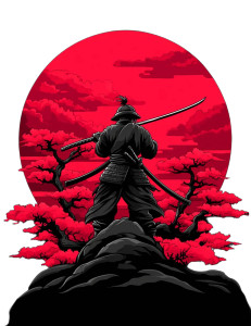 Samurai Red Sun Vinyl Car Decal Sticker – Waterproof & UV-Resistant 8"