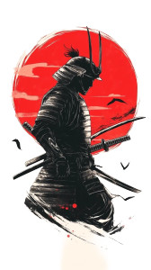 Samurai T-Shirt Design V4 Vinyl Car Decal Sticker – Waterproof & UV-Resistant 8"