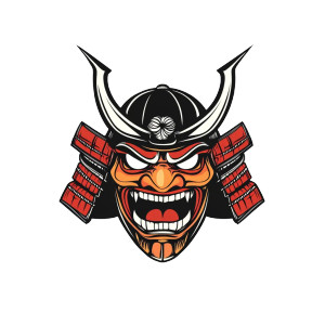 Spooky Samurai Mask Vinyl Car Decal Sticker – Waterproof & UV-Resistant 8"
