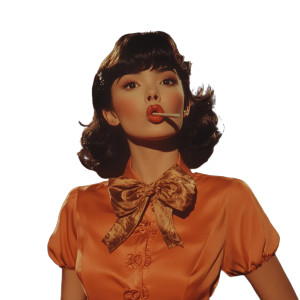 Slurping Office Lady Vinyl Car Decal Sticker – Waterproof & UV-Resistant 8"