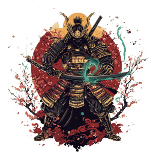 Samurai Battle T-Shirt Vinyl Car Decal Sticker – Waterproof & UV-Resistant 8"