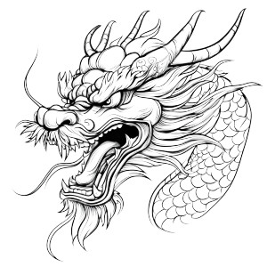 Japanese Dragon Outline Vinyl Car Decal Sticker – Waterproof & UV-Resistant 8"