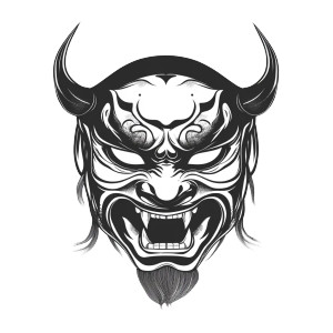Hannya Mask Illustration Vinyl Car Decal Sticker – Waterproof & UV-Resistant 8"