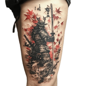 Samurai Leg Tattoo Vinyl Car Decal Sticker – Waterproof & UV-Resistant 8"