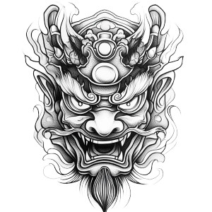 Oni Mask Tattoo V10 Vinyl Car Decal Sticker – Waterproof & UV-Resistant 8"