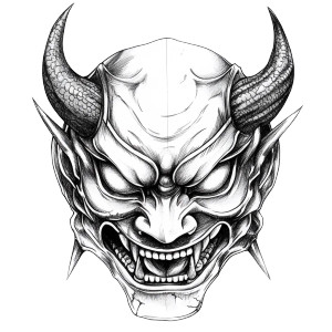 Japanese Mythological Mask Vinyl Car Decal Sticker – Waterproof & UV-Resistant 8"