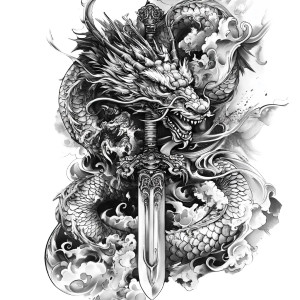 Dragon Sword Tattoo Vinyl Car Decal Sticker – Waterproof & UV-Resistant 8" Dragon Sword Tattoo Vinyl Car Decal Sticker – Waterproof & UV-Resistant 8"