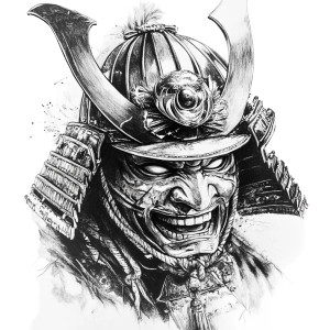 Samurai Helmet Sketch Vinyl Car Decal Sticker – Waterproof & UV-Resistant 8"