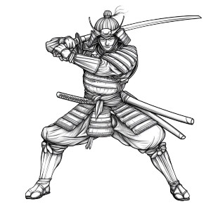 Samurai Defense Stance Vinyl Car Decal Sticker – Waterproof & UV-Resistant 8"