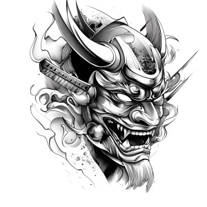Samurai In Hannya Vinyl Car Decal Sticker – Waterproof & UV-Resistant 8"