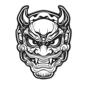 Japanese Mask Stencil Vinyl Car Decal Sticker – Waterproof & UV-Resistant 8"