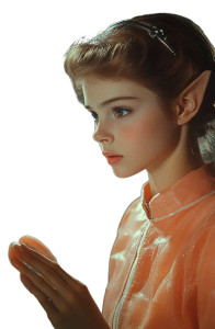 Red Elf Robot Girl Vinyl Car Decal Sticker – Waterproof & UV-Resistant 8"