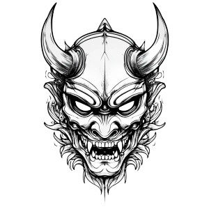 Oni Mask Tattoo V19 Vinyl Car Decal Sticker – Waterproof & UV-Resistant 8"