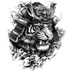 Samurai Tiger Tattoo Vinyl Car Decal Sticker – Waterproof & UV-Resistant 8"