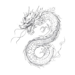 Japan Line Art Dragon Vinyl Car Decal Sticker – Waterproof & UV-Resistant 8"