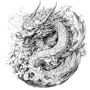Dragon Line Drawings Vinyl Car Decal Sticker – Waterproof & UV-Resistant 8"