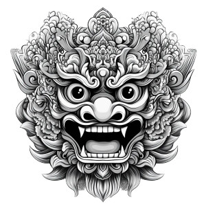 Balinese Barong Mask Vinyl Car Decal Sticker – Waterproof & UV-Resistant 8" Balinese Barong Mask Vinyl Car Decal Sticker – Waterproof & UV-Resistant 8"