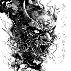 Oni Warrior Art Vinyl Car Decal Sticker – Waterproof & UV-Resistant 8"