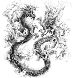 Dragon Vs Phoenix Tattoo Vinyl Car Decal Sticker – Waterproof & UV-Resistant 8"