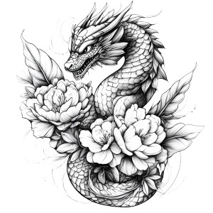 Dragon Flower Tattoo Vinyl Car Decal Sticker – Waterproof & UV-Resistant 8" Dragon Flower Tattoo Vinyl Car Decal Sticker – Waterproof & UV-Resistant 8"