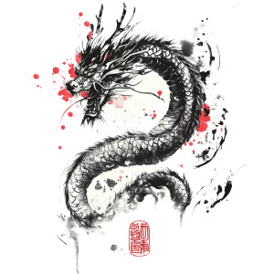 Ink Splash Dragon Vinyl Car Decal Sticker – Waterproof & UV-Resistant 8"