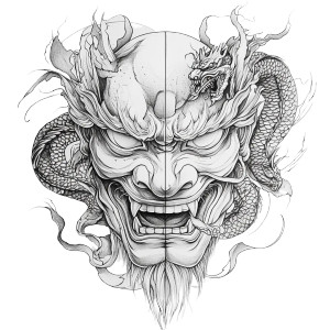 Hannya Dragon Tattoo Vinyl Car Decal Sticker – Waterproof & UV-Resistant 8"