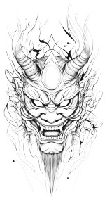 Oni Mask Tattoo V22 Vinyl Car Decal Sticker – Waterproof & UV-Resistant 8"