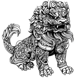Shisa Line Art Vinyl Car Decal Sticker – Waterproof & UV-Resistant 8"