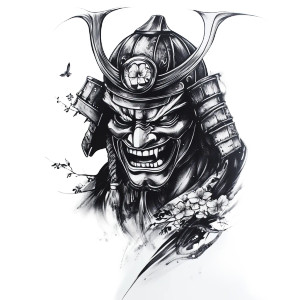 Samurai Mask Tattoo V10 Vinyl Car Decal Sticker – Waterproof & UV-Resistant 8"