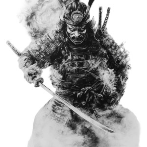 Japanese Warrior Drawing Vinyl Car Decal Sticker – Waterproof & UV-Resistant 8"