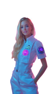 Smiling Blonde Alien Vinyl Car Decal Sticker – Waterproof & UV-Resistant 8"