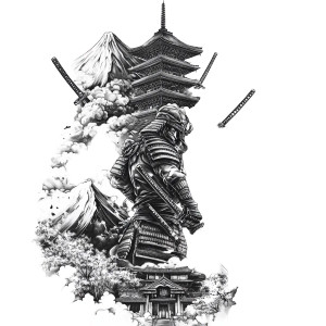 Samurai Sky Tattoo Vinyl Car Decal Sticker – Waterproof & UV-Resistant 8"