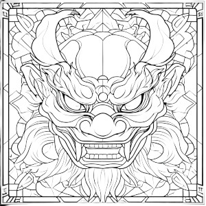 Oni Mask Coloring Vinyl Car Decal Sticker – Waterproof & UV-Resistant 8"