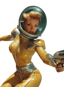 Retro Sci-Fi Girl Vinyl Car Decal Sticker – Waterproof & UV-Resistant 8"