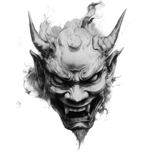 Oni Mask Sketch V2 Vinyl Car Decal Sticker – Waterproof & UV-Resistant 8"