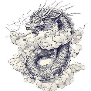 Japanese Dragon Outline V3 Vinyl Car Decal Sticker – Waterproof & UV-Resistant 8"